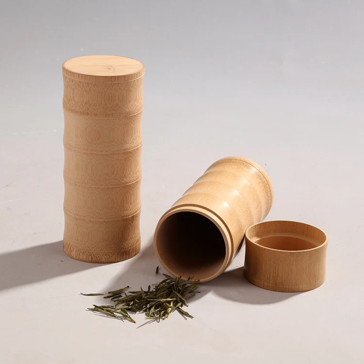 

Chinese vintage tea box bamboo Storage box tea canister Boxes column tea jar caddy storage case handmade organizer Wholesale