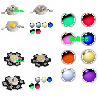 

50PCS 3W High Power LED Light Cool White Warm White Red Blue Green IR UV 660NM Royal Blue Full Specturm LED Diode