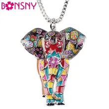 Bonsny массивное Макси-колье из сплава с эмалью Jungel Elephant, ожерелье на цепочке с подвеской, новинка, модные ювелирные изделия из эмали для женщин