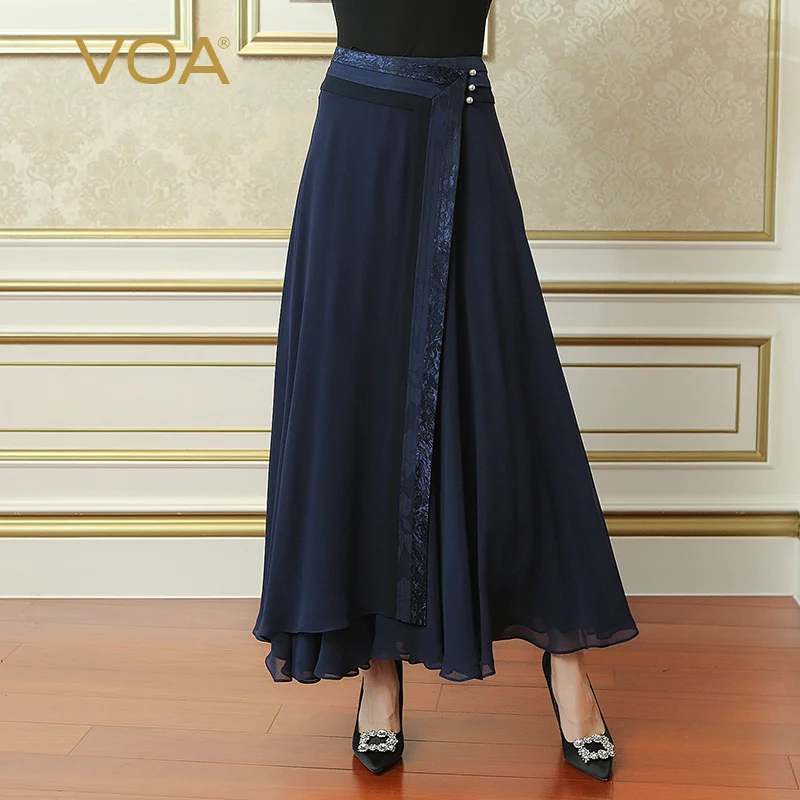 long navy skirt outfit
