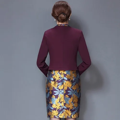 Great Value 2 Pieces  New Fashion High Quality Spring Autumn Middle  Old Aged Dress Sets Mother Wedding Wear Plus Size Clothes