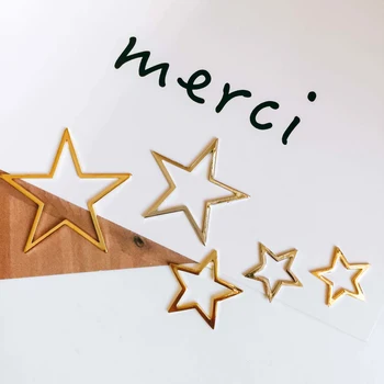 

White K Gold Colors Star Metal Hollow Slice Pendant Charms Necklace Earrings Accessories Supplies for Jewelry Diy Material 10pcs