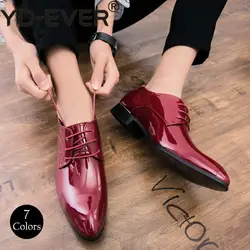 7 цветов Мужские модельные туфли Роскошный итальянский стиль острый носок Формальные Свадебные повседневные на шнуровке Большие размеры