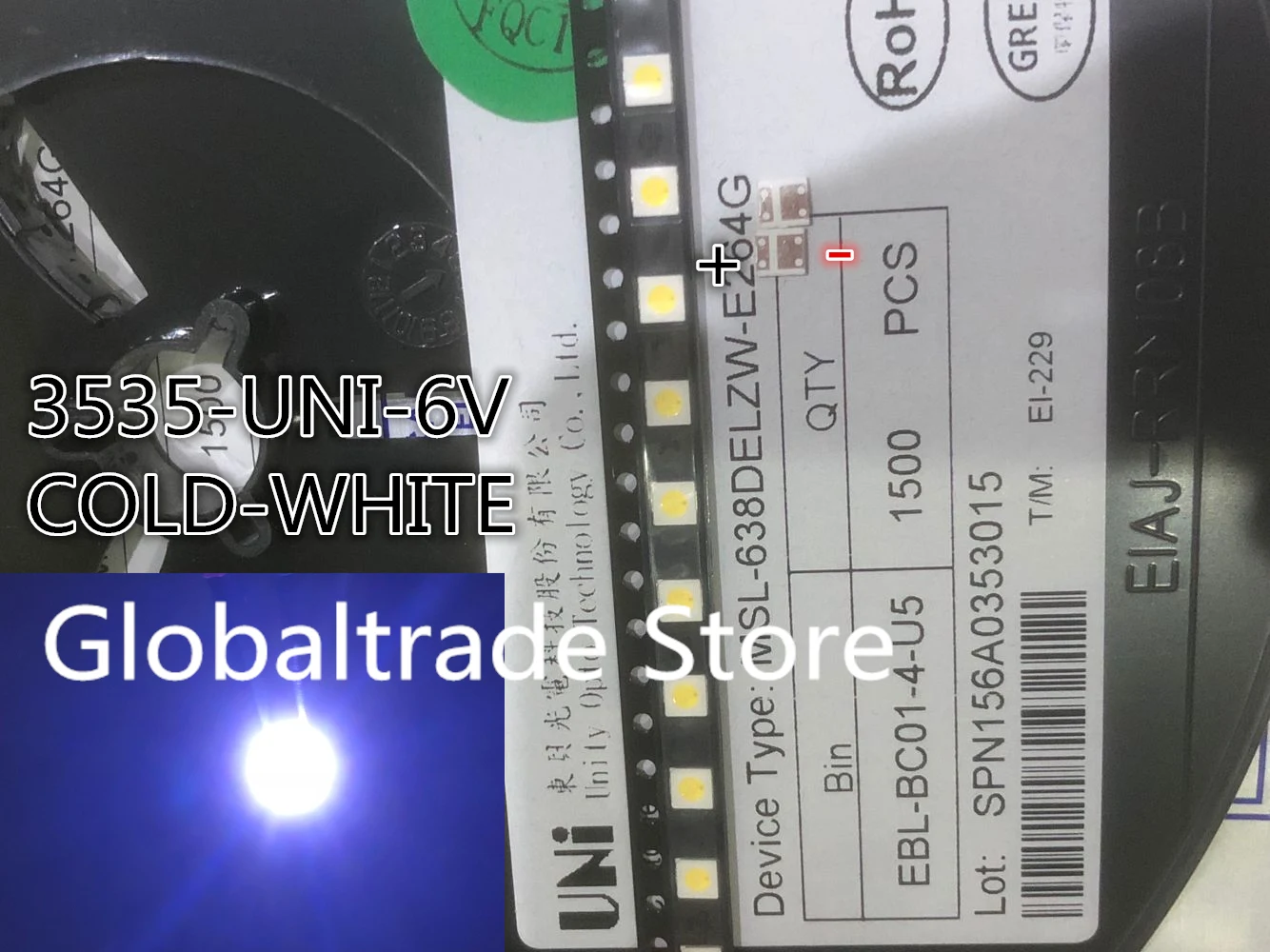 

100pcs UNI LED backlight LCD TV 3535 3537 LED SMD Lamp bead bead 1W 6V 3535 1.2W Cold white UNI MSL-638DEZW-E26SC