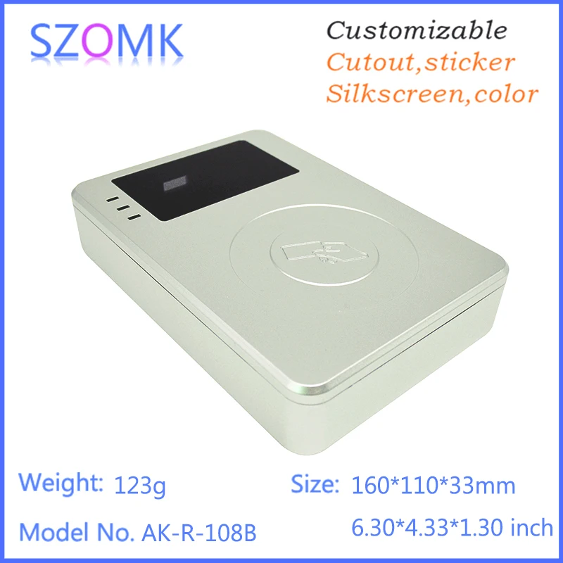 

10 pcs, 160*110*33mm szomk plastic enclosure for electronics IC card reader silver plastic distribution housing junction box