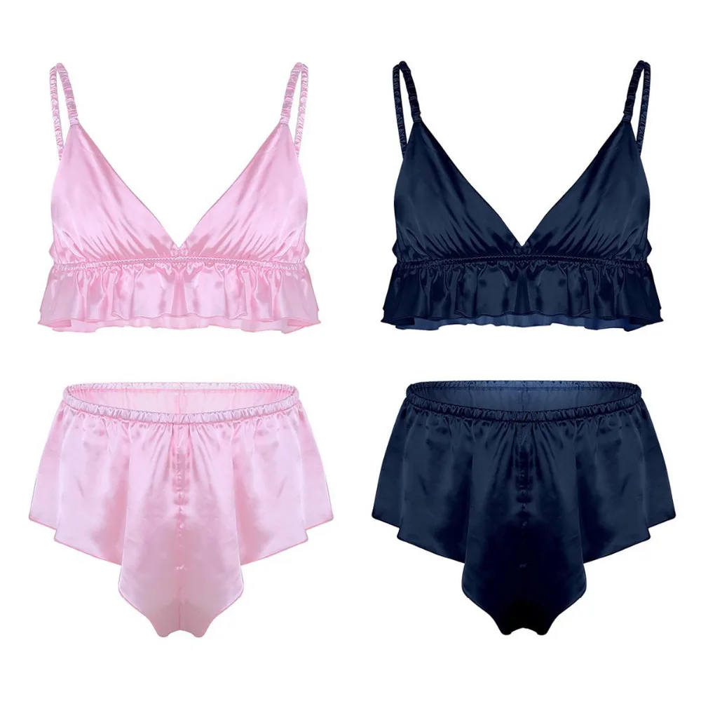 Sissy Hommes Adultes Satin Soyeux Lingerie à volants Maid Body Justaucorps Gay Sous-vêtements Sissy Hommes Adultes Satin Soyeux Lingerie à volants Maid Body Justaucorps Gay Sous-vêtements