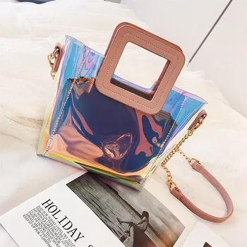 

2019 Clear Transparent PVC Shoulder Bags Women Candy Color Women Jelly Bags Purse Solid Color Handbags sac a main femme handbag