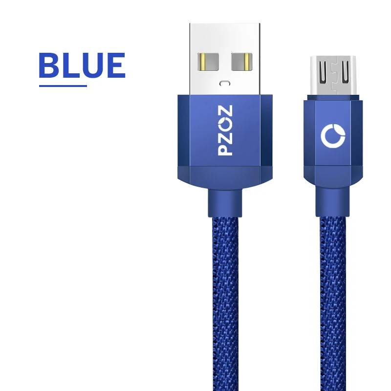 Pzoz Быстрая зарядка Micro USB Кабель нейлоновый шнур MicroUSB 2A Android Micro-USB 1 м 2 м 2 м 3 М Micro USB кабель зарядного устройства красный для Samsung - Цвет: Blue