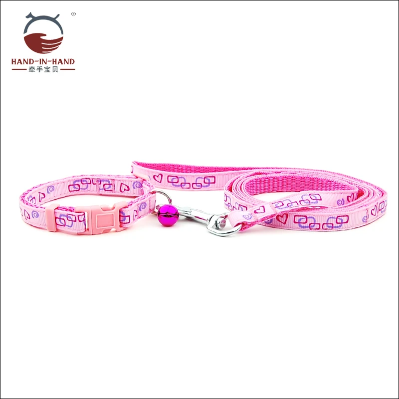 

Dog Cat Collar and Leash Puppy Small Medium Dog Pet Product Ring Print Collar and Lead Set
