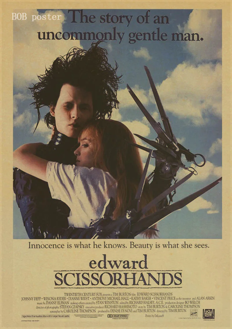 Эдварда Scissorhands плакат классический постер фильмов в стиле винтаж ретро крафт настенная бумажная наклейка - Цвет: P028