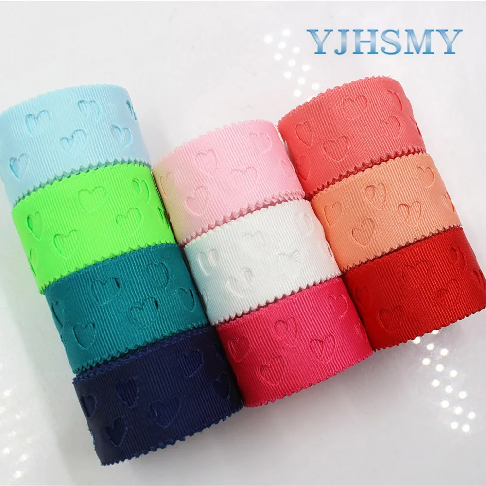 

YJHSMY 177033 ,10 yards hot sale 28mm hollow Flowers solid Grosgrain Ribbon, DIY handmade materials,Clothing accessories