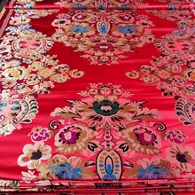 Китайская традиционная 75 см ткань из полиэстера шелковая парча cheongsam Красная Спина с большим расположением красный золотой зеленый синий белый узор