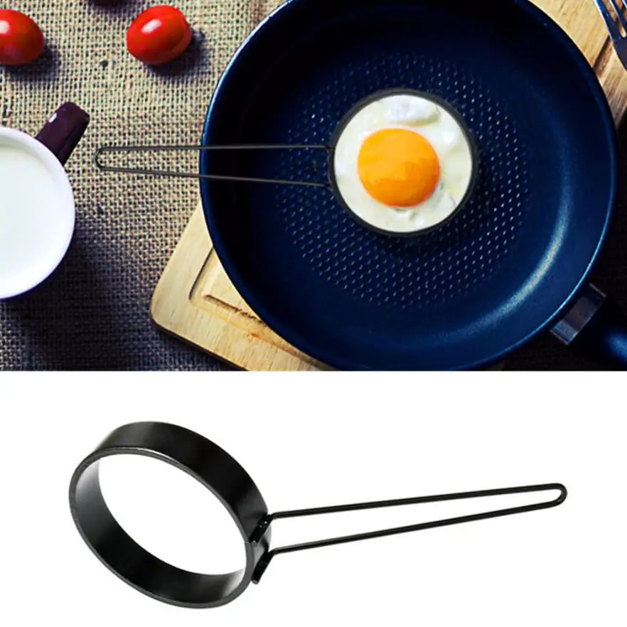 Non stick Egg Fryer Handle Round Egg Rings Shaper Pancakes Molds Ring 