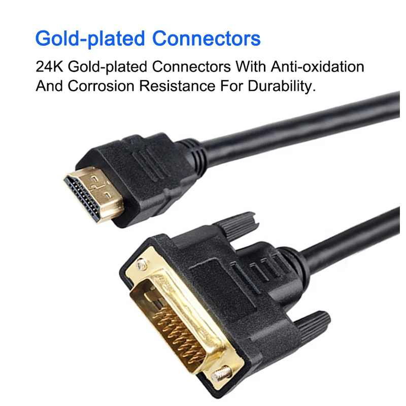 Высокоскоростной HDMI к DVI 24+ 1 pin адаптер позолоченный мужской DVI-D-Мужской HDMI кабель для 1080P HD HDTV HD PC xbox 0,5 м 1 м 2 м 3 м 5 м