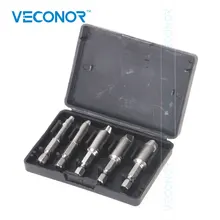 

5PCS Screw Extractor Drill Bits Guide Set Broken Damaged Bolt Remover Double Ended Damaged Screw Extractor Hand Tool 1# 2# 3# 4#