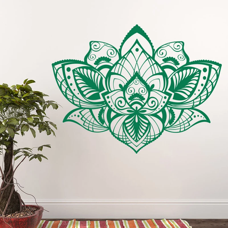 

Beautiful Bohemian Lotus Wall Decal Mandala Vinyl Indian Mandala Wall Stickers Bohe DIY Yoga Pattern Living Room PVC DecorSYY287