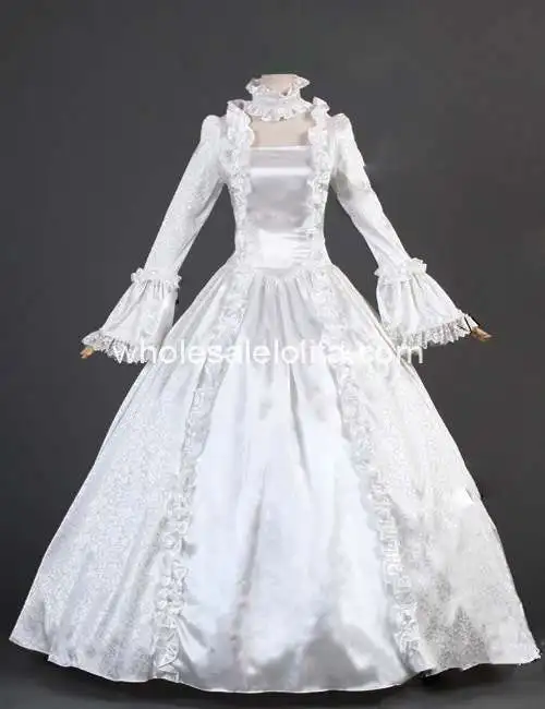 Белое Атласное Платье Marie Antoinette 18 го века свадебное/готическое платье для