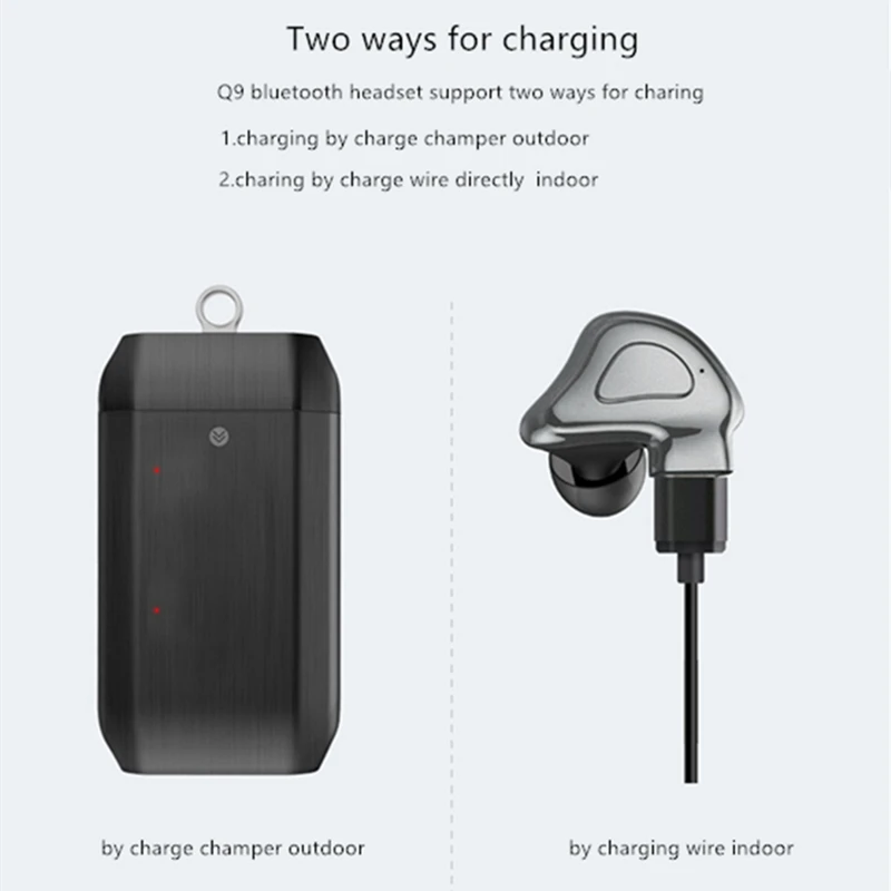 AMTERBEST TWS Q9 Беспроводная Bluetooth гарнитура с зарядной фаской наушники для мобильного