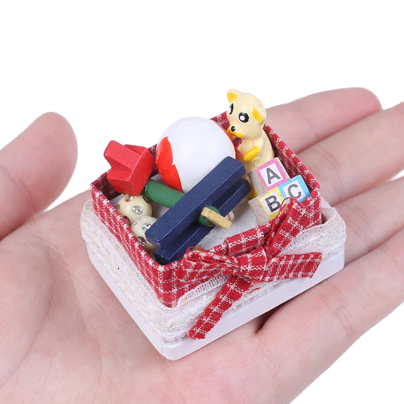 DIY 1:12 Кукольный домик Миниатюрный медведь игрушка коробка модель игрушки для