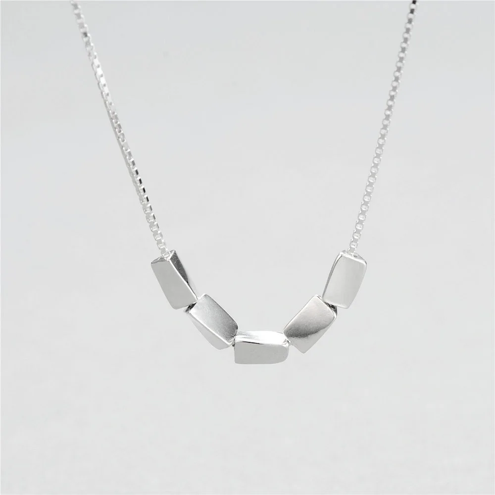 3D triangle square women 100% 925 Sterling silver nacklace Jewellery Clavicle chain pendant charms chocker
