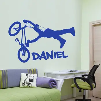 

Free Shipping Removable Personalised Boy's Children's BMX Jump Wall Sticker DIY Home Decal Vinyl Wall Stickers