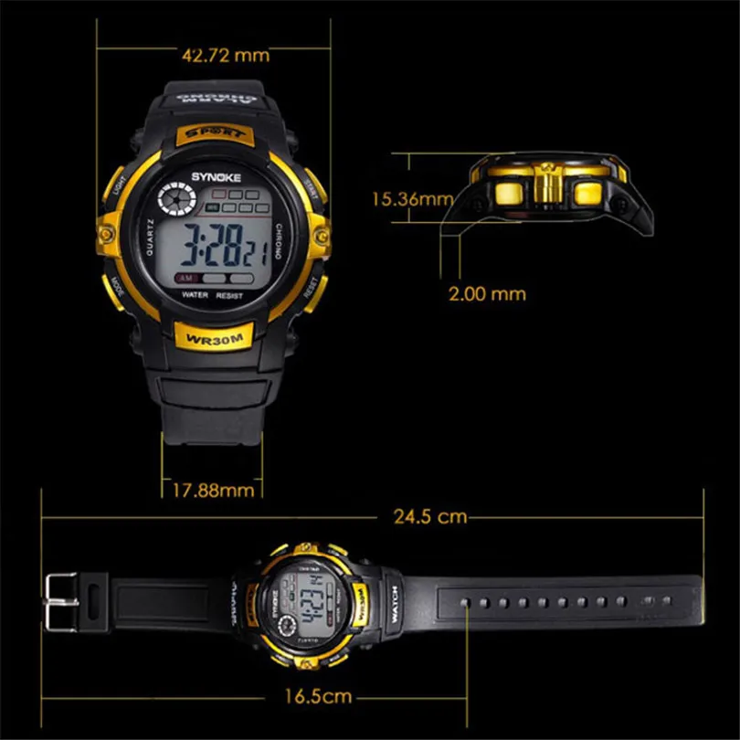 2019 New Fashion Men Watch  Boy Digital LED Quartz Alarm Date Sports Waterproof Wrist Watch  Compass For Sport Man #4m15 (2)
