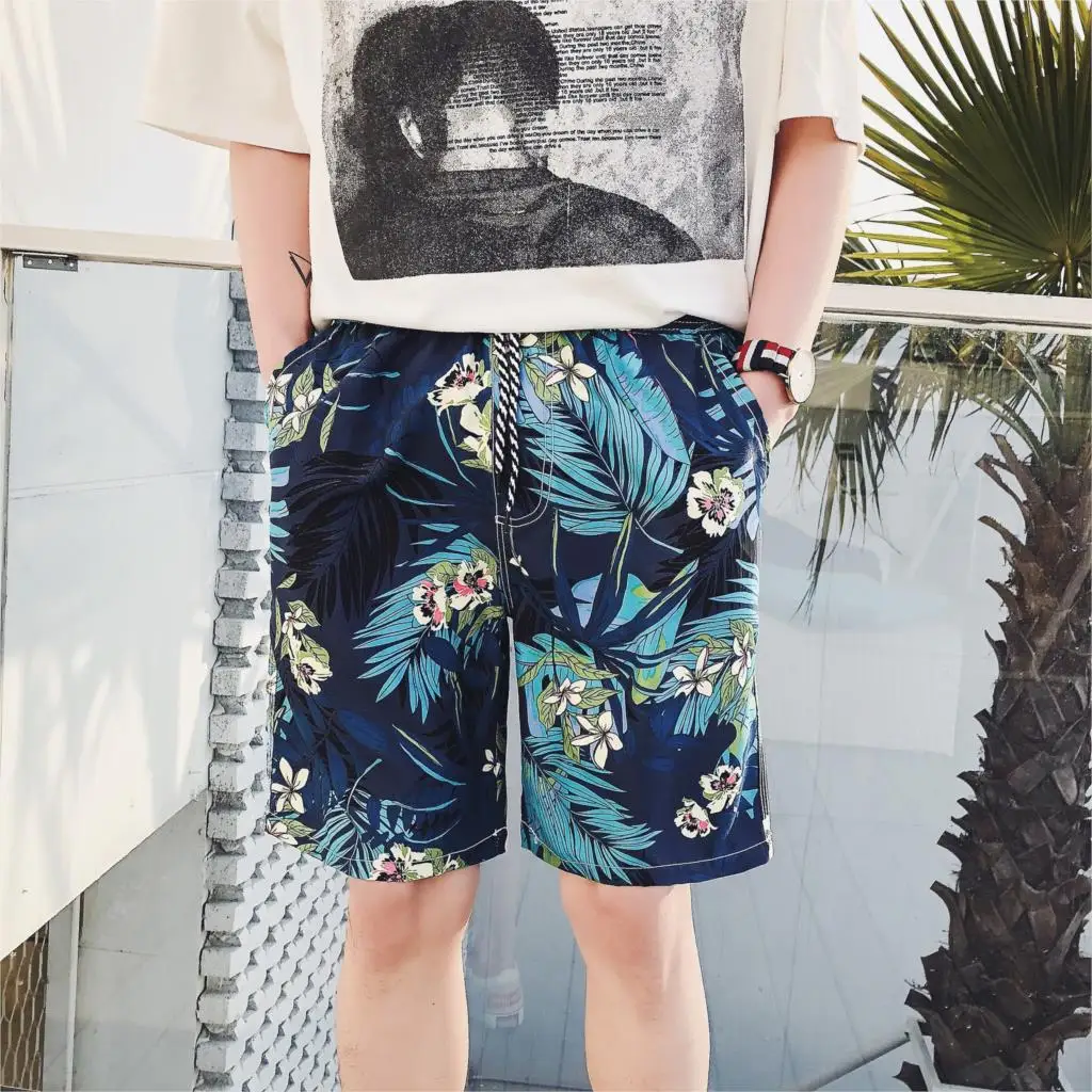 Men's board shorts summer plus size shorts men's five point knee length