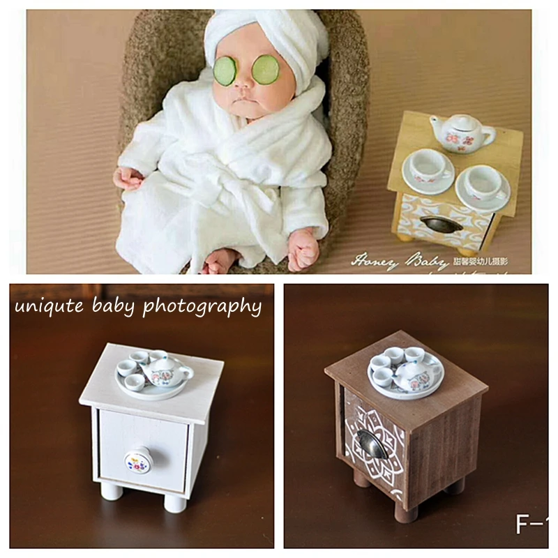 small tea table+ teapot +teacup newborn  photography  props infantile creative lovely hooting  prop accessory newborn photography props solid wood small bed white small coffee table brown small bed complete baby shooting prop accessories
