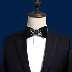 Модные Свадебная вечеринка для мужчин перо Стиль искусственная кожа регулируемый галстук-бабочка галстук
