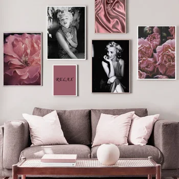 

Prints Home Decor Painting Nordic Style Marilyn Monroe Flower Pictures Wall Artwork Modular Canvas Poster For Bedside Background