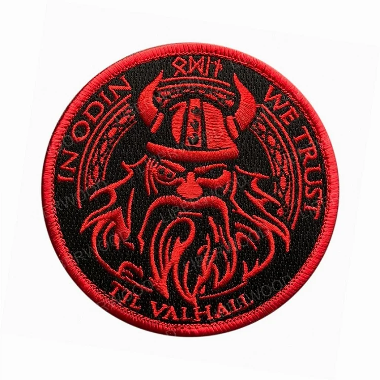 В Odin мы доверяем Viking God Wolf In God Till Valhall Hook тактическая Боевая нашивка, значок, аппликация для рюкзака - Цвет: red