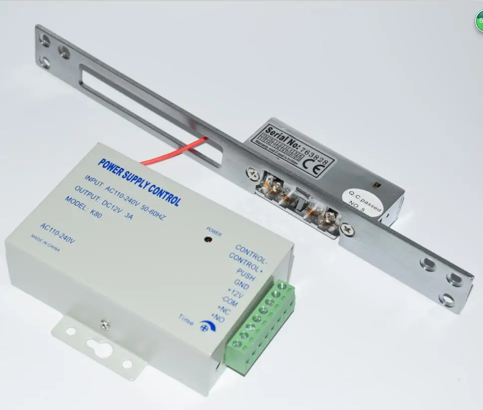 

with power supply adapter Long Narrow Plate Door Gate Lock Electric Strike Fail safe/Fail secure adjustable for access control