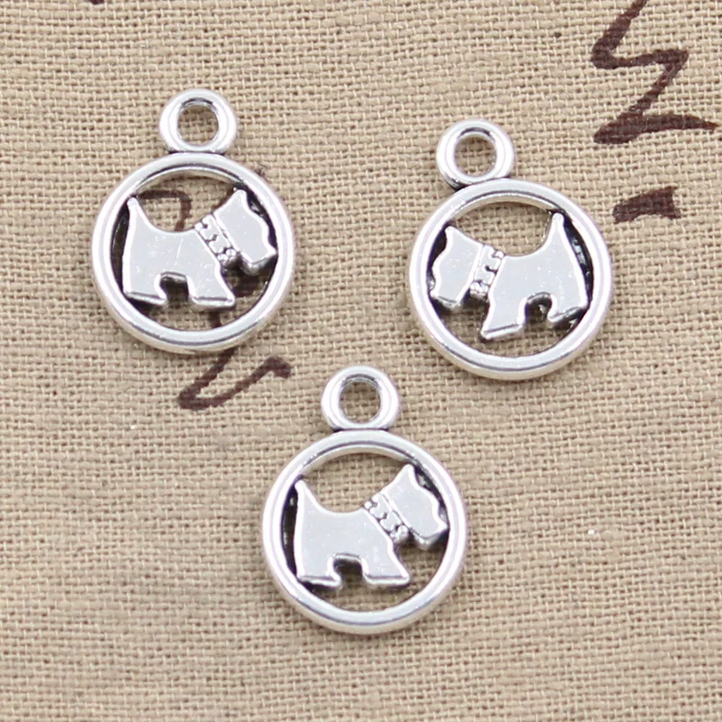 8pcs Charms Circle Scotty Dog 19x15mm Antique Tibetan Pendant Findings Accessories DIY Vintage Choker Handmade Jewelry