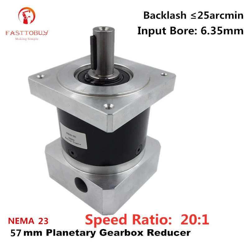 

Input 6.35mm NEMA23 Ratio 20:1 Planetary Gearbox Reducer for NEMA23 57mm Servo/Stepper Motor ,57XG