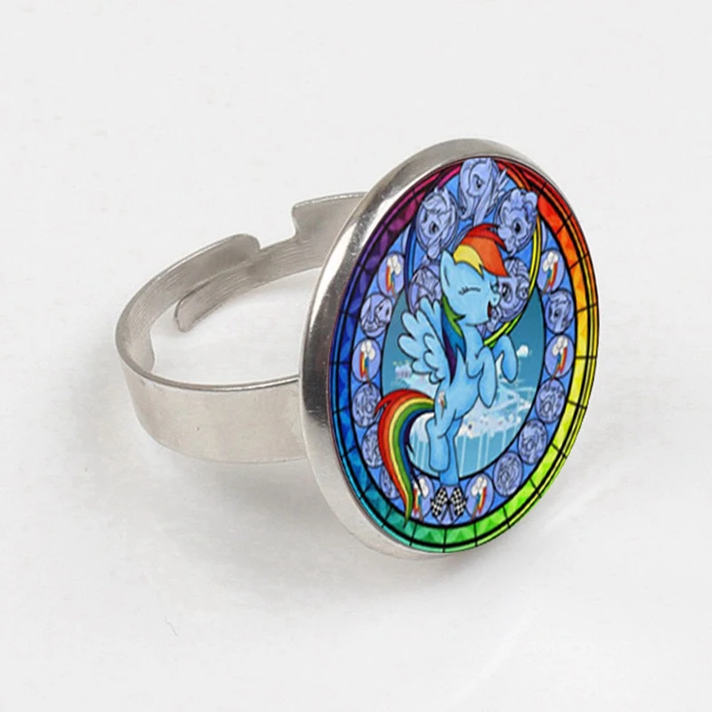 

2019 New Art Glass ring Rainbow Dash My Little ring magic glass picture ring