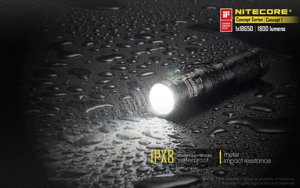 Светодиодный фонарик NITECORE C1 1800 люмен CREE XHP35 HD E2 + Перезаряжаемая батарея 18650