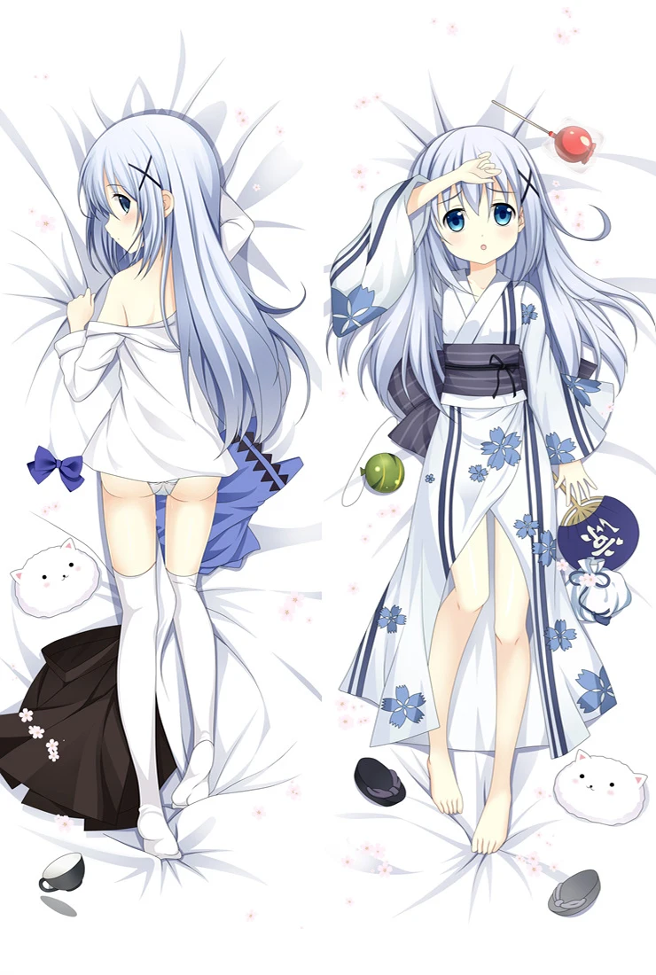 Обновление July Anime Gochumon wa Usagi Desu ka? Наволочка для подушки с надписью Kafuu Chino otaku Dakimakura