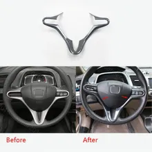 Для Honda Civic 2009 2010 2011 1 шт. углеродное волокно стиль ABS чехол рулевого колеса автомобиля отделка декоративные аксессуары для укладки