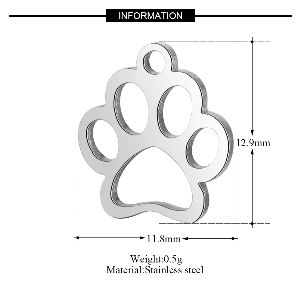 Fnixtar, никогда не выцветает, нержавеющая сталь, животное, собака, кость, мини-металлические подвески для DIY изготовления ювелирных изделий, буквы, лапы, подвески, ювелирные изделия, 10 шт./лот