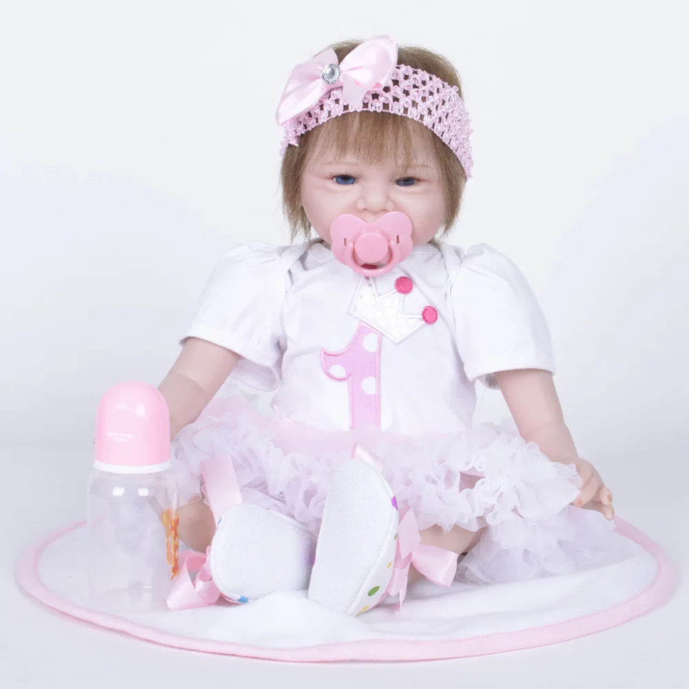 

55cm Realistic Soft Silicone Reborn Doll Princess Newborn Baby Girl with Cloth Body Toy for Kids Birthday Christmas Gift