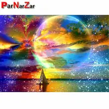 ParNarZar Diamond Painting Color Moon Starry Sky By Number Kits Full Drill Rhinestone Embroidery Cross Stitch Picture Art Craft