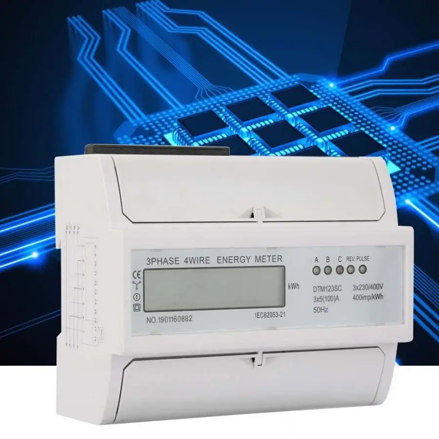 Ваттметр 230/400V 5-100A энергопотребление цифровой Электрический измеритель мощности 3 фазы кВтч метр с ЖК-дисплеем Ватт метр