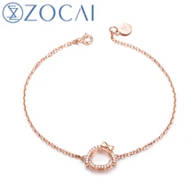 ZOCAI новое прибытие Chi-Bi Sakura Real 0,10 CT Алмазный Blacelet 18 K розовое золото(Au750) S80073T