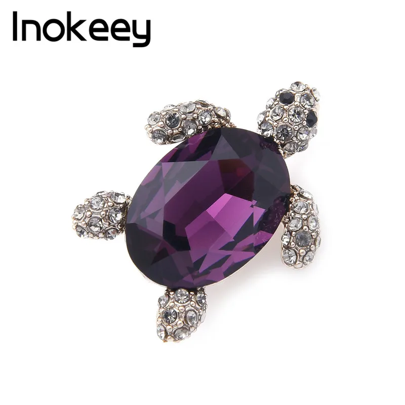 

Inokeey Purple AAA Rhinestone Sparkling Turtle Brooch Pins For Women and Men Brooch Gift