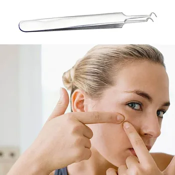 

1Pcs Bend Curved Facial Extractor Blackhead Acne Tweezers Needle Blemish Remover Professional Tool kit