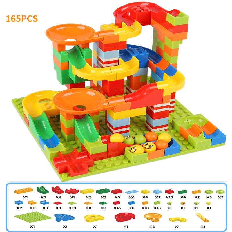 Online 330PCS Marble Race Run Maze Ball Track Building Blocks ABS Funnel Slide Assemble Bricks Mini Size Blocks Toys For Children Gifts