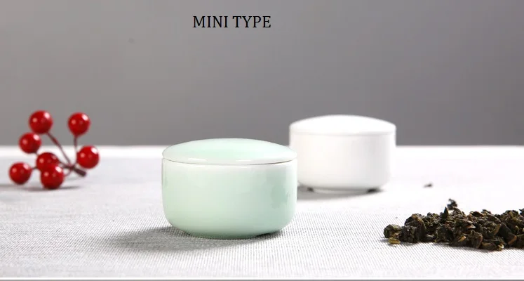 Creative Chinese Traditional Tea Canister Mini Ceramic Tea can for Travelling or Outdoor Tea Storage Container