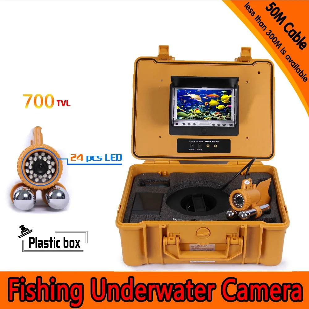 buy (1 Set) 50M Cable 7 inch TFT LCD Color Screen HD 600TVL CMOS 24 White IR LED light WaterProof Camera Underwater Fishing Finder