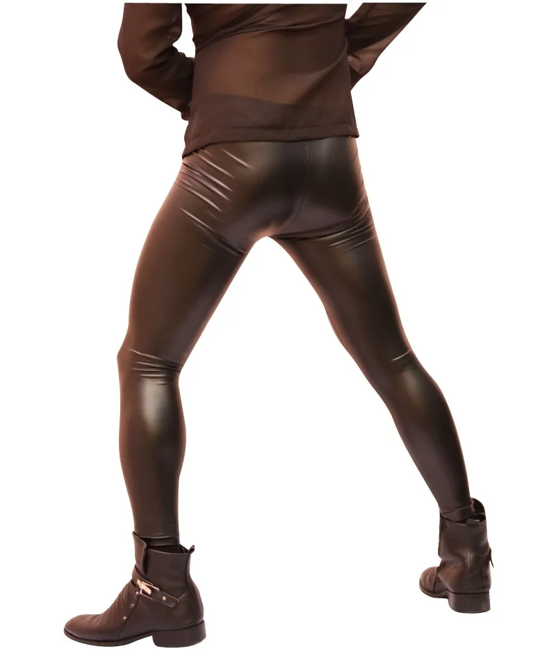 Сексуальная мужская сценическая танцевальная одежда узкие брюки-карандаш из искусственной кожи модные повседневные Леггинсы зауженные Клубные танцевальные одежда FX10095