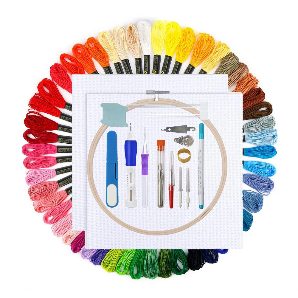 Magic embroidery pen with hoop set embroidery stitching punch pen 50pcs Magic embroidery pen with hoop set embroidery stitching punch pen 50pcs